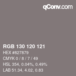 Farbcode: RGB 130 120 121 | qconv.com