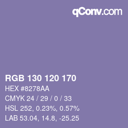 カラーコード: RGB 130 120 170 | qconv.com