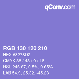 カラーコード: RGB 130 120 210 | qconv.com