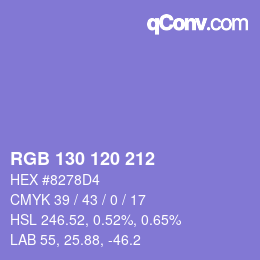 Color code: RGB 130 120 212 | qconv.com