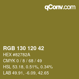 Color code: RGB 130 120 42 | qconv.com