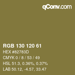 Código de color: RGB 130 120 61 | qconv.com
