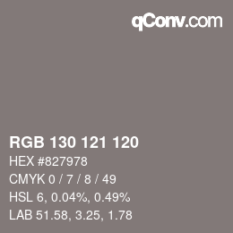 Farbcode: RGB 130 121 120 | qconv.com