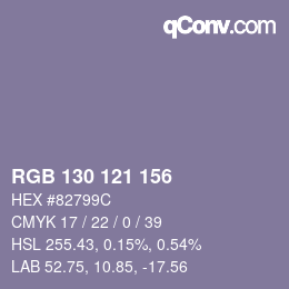 カラーコード: RGB 130 121 156 | qconv.com