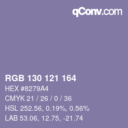 Farbcode: RGB 130 121 164 | qconv.com