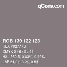 Color code: RGB 130 122 123 | qconv.com