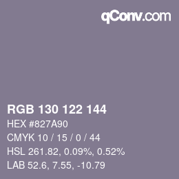 Farbcode: RGB 130 122 144 | qconv.com