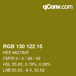 カラーコード: RGB 130 122 15 | qconv.com