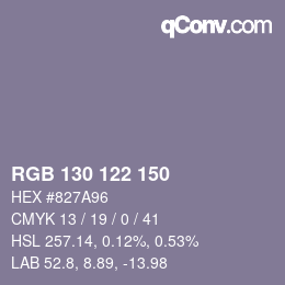 Code couleur: RGB 130 122 150 | qconv.com