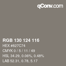 Código de color: RGB 130 124 116 | qconv.com