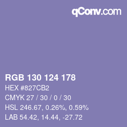 Color code: RGB 130 124 178 | qconv.com