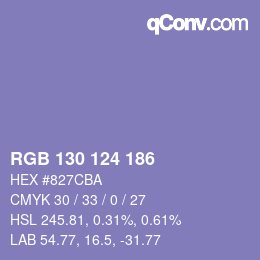 カラーコード: RGB 130 124 186 | qconv.com