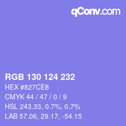 Color code: RGB 130 124 232 | qconv.com