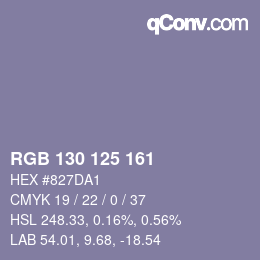 颜色代码: RGB 130 125 161 | qconv.com