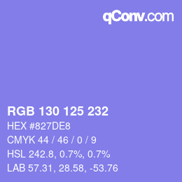 颜色代码: RGB 130 125 232 | qconv.com