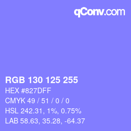 Color code: RGB 130 125 255 | qconv.com