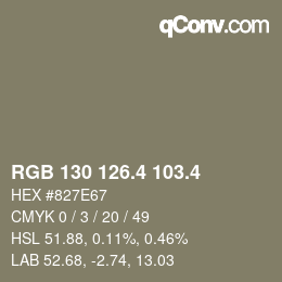 カラーコード: RGB 130 126.4 103.4 | qconv.com