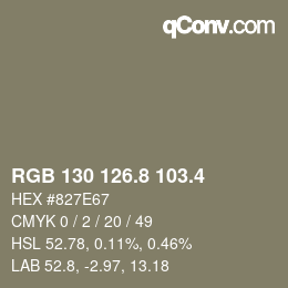 カラーコード: RGB 130 126.8 103.4 | qconv.com