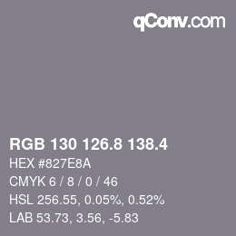 カラーコード: RGB 130 126.8 138.4 | qconv.com
