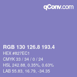 カラーコード: RGB 130 126.8 193.4 | qconv.com