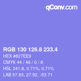 カラーコード: RGB 130 126.8 233.4 | qconv.com