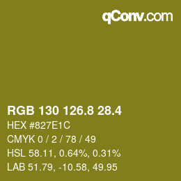 カラーコード: RGB 130 126.8 28.4 | qconv.com