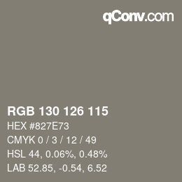 Farbcode: RGB 130 126 115 | qconv.com