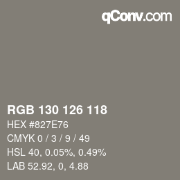 カラーコード: RGB 130 126 118 | qconv.com