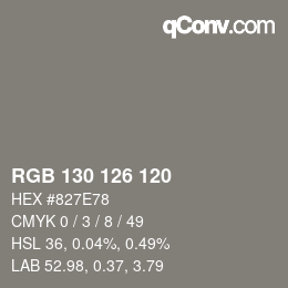 カラーコード: RGB 130 126 120 | qconv.com