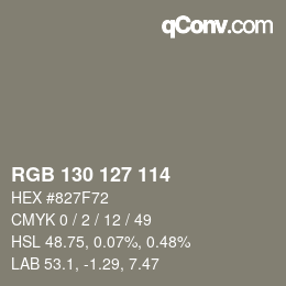 Farbcode: RGB 130 127 114 | qconv.com
