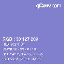 Color code: RGB 130 127 209 | qconv.com