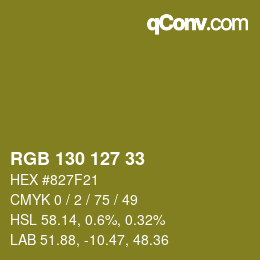 颜色代码: RGB 130 127 33 | qconv.com