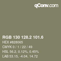 カラーコード: RGB 130 128.2 101.6 | qconv.com