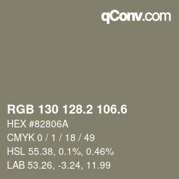 カラーコード: RGB 130 128.2 106.6 | qconv.com