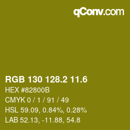 カラーコード: RGB 130 128.2 11.6 | qconv.com