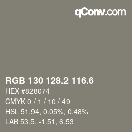 カラーコード: RGB 130 128.2 116.6 | qconv.com