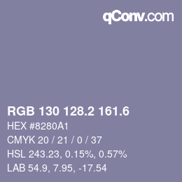 カラーコード: RGB 130 128.2 161.6 | qconv.com