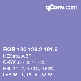 カラーコード: RGB 130 128.2 191.6 | qconv.com