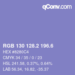 カラーコード: RGB 130 128.2 196.6 | qconv.com