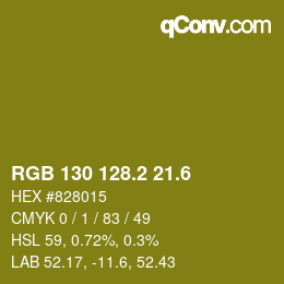 カラーコード: RGB 130 128.2 21.6 | qconv.com