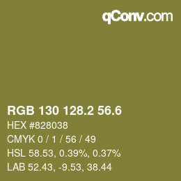 カラーコード: RGB 130 128.2 56.6 | qconv.com