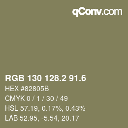 カラーコード: RGB 130 128.2 91.6 | qconv.com