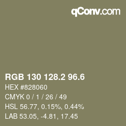 カラーコード: RGB 130 128.2 96.6 | qconv.com