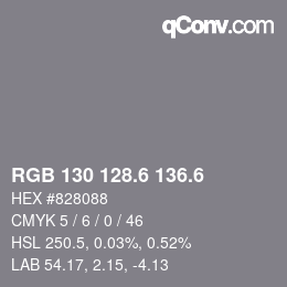 カラーコード: RGB 130 128.6 136.6 | qconv.com