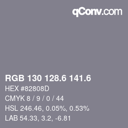 カラーコード: RGB 130 128.6 141.6 | qconv.com
