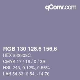カラーコード: RGB 130 128.6 156.6 | qconv.com