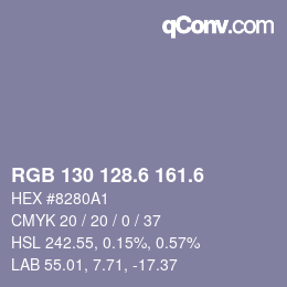 カラーコード: RGB 130 128.6 161.6 | qconv.com