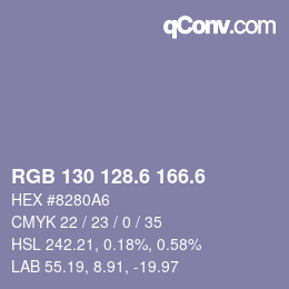 カラーコード: RGB 130 128.6 166.6 | qconv.com