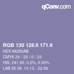 カラーコード: RGB 130 128.6 171.6 | qconv.com