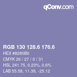 カラーコード: RGB 130 128.6 176.6 | qconv.com
